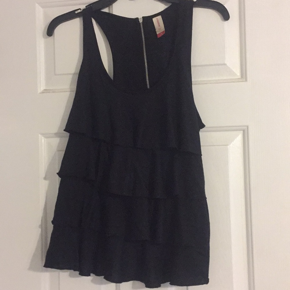 Black ruffle tank